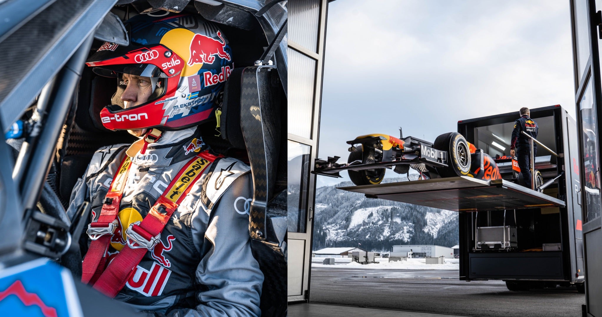 <span>(Left) Audi driver and Fia World Rallycross Champion Mattias Ekström also participated in last year’s festivities</span> <br/><span class="caption-sub"><em>Photo credit: Malte Dressel </em></span><br/><span>(Right) Red Bull Racing’s classic RB8 arrives in Zell am See. The 2012 Renault-powered car was fitted with specially studded rally wheels for the occasion</span> <br/><span class="caption-sub"><em>Photo credit: Malte Dressel</em></span><br/>